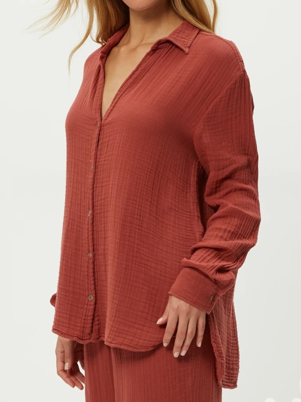 Michael Stars Gauze Button-Down Shirt - Muse - Picture 3 of 6
